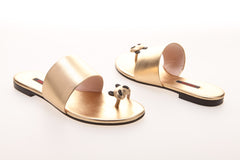 women Gloden sheepskin shoes | Red panda hot diamond Sandal