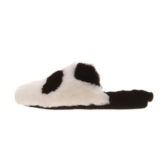 Women's black and white interwoven Faux-Fur slippers | panda Criss Cross Fur Slippers