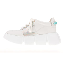 Silver and colorful thick soled sneakers