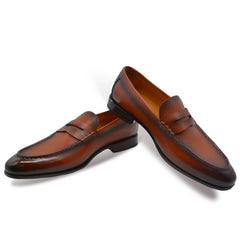 Men's Brown Calfskin Shiny Classic Penny Loafer