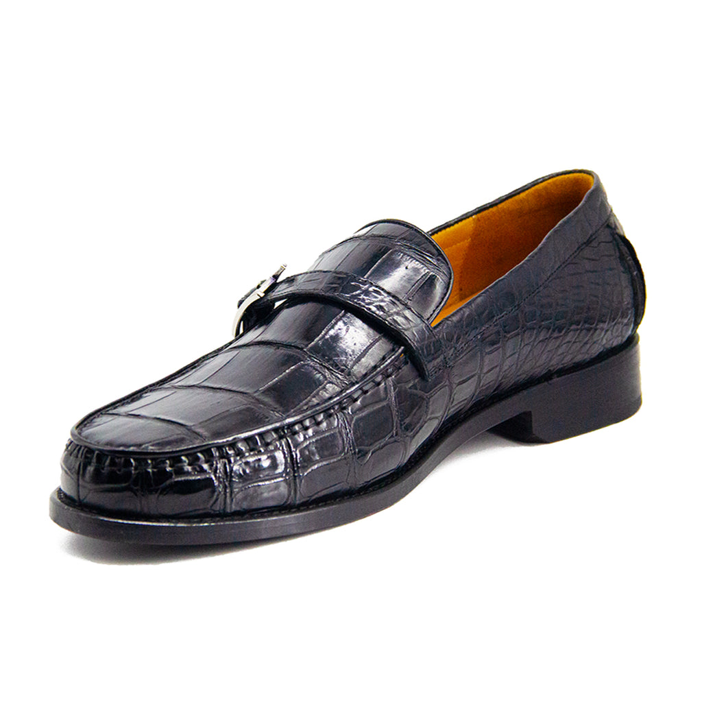 Mens Genuine Luxury Black Alligator slip Loafer