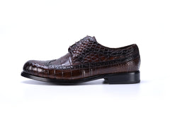 Men's brown alligator leather brogue Stitch lace-up business Shoes