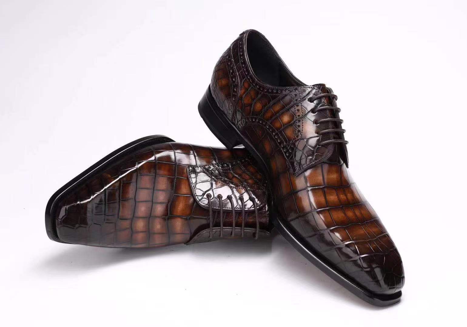 Men's Handmade Brown Alligator Leather Oxfords – Finely Crafted