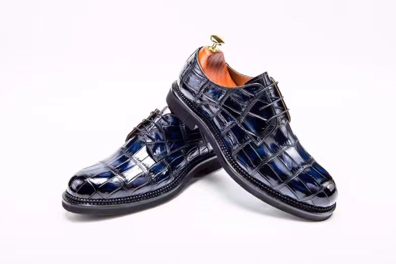 MEN'S BLUE EXOTIC ALLIGATOR OXFORDS