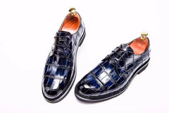 MEN'S BLUE EXOTIC ALLIGATOR OXFORDS