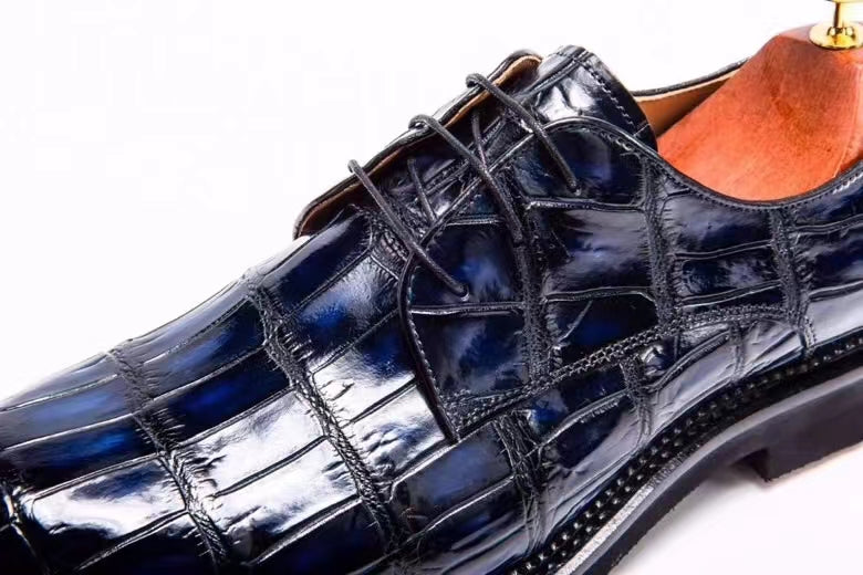 MEN'S BLUE EXOTIC ALLIGATOR OXFORDS