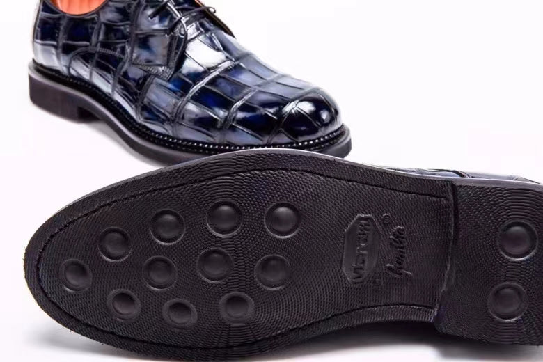 MEN'S BLUE EXOTIC ALLIGATOR OXFORDS