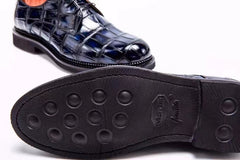 MEN'S BLUE EXOTIC ALLIGATOR OXFORDS