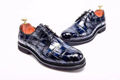 MEN'S BLUE EXOTIC ALLIGATOR OXFORDS