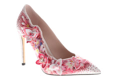 Women's pale pink Gagea Lutea silk leather  Pointed Toe  Heels |pale pink Swarovski crystal stiletto toe heels