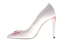 Women's pale pink Gagea Lutea silk leather  Pointed Toe  Heels |pale pink Swarovski crystal stiletto toe heels