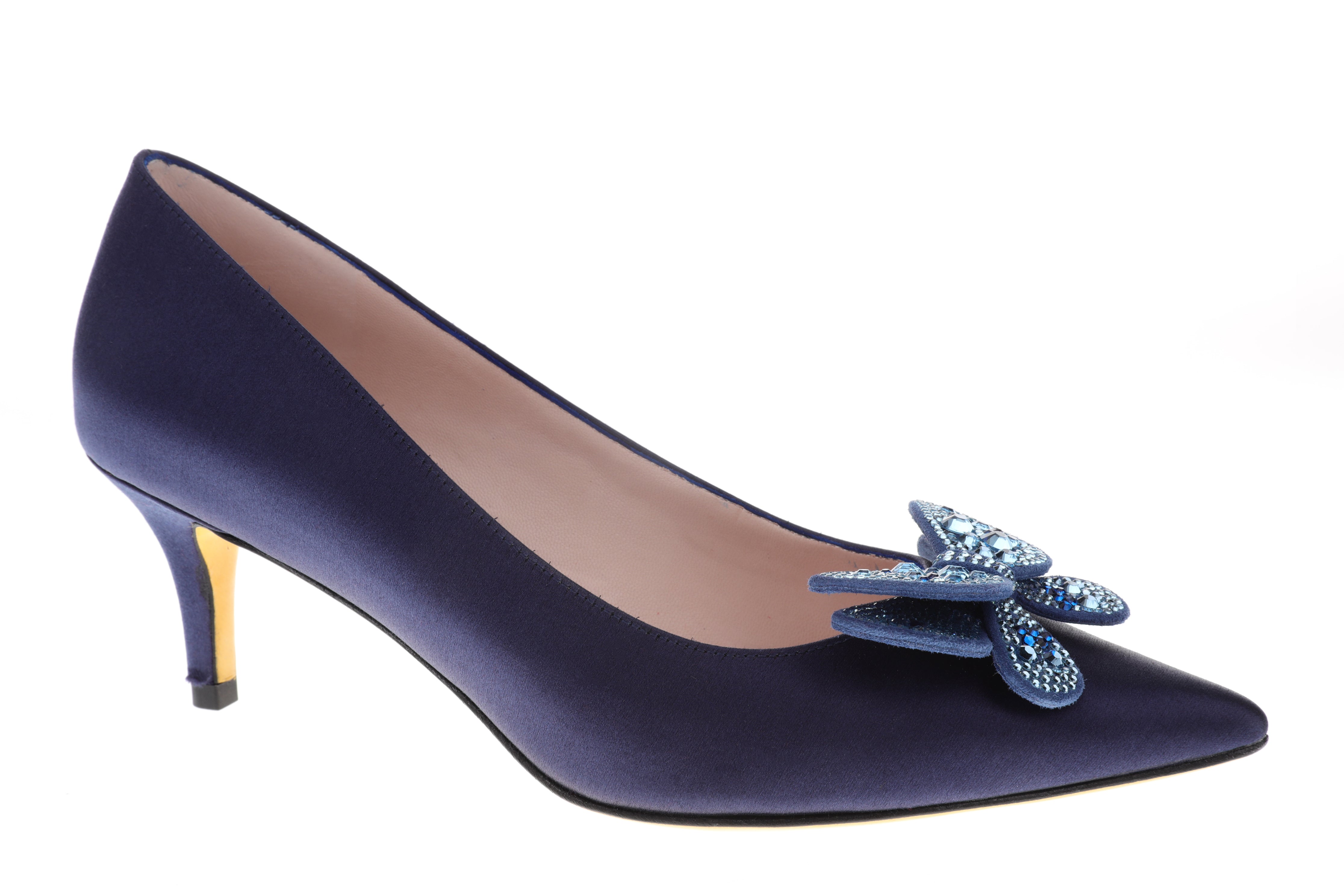 Women's Luxurious Femininity of Purple Belt Diamond Silk Leather Toe pump