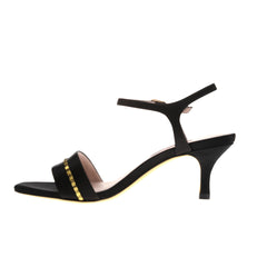 women black silk heel | black open toe sheepskin block heel Thick bottom heels
