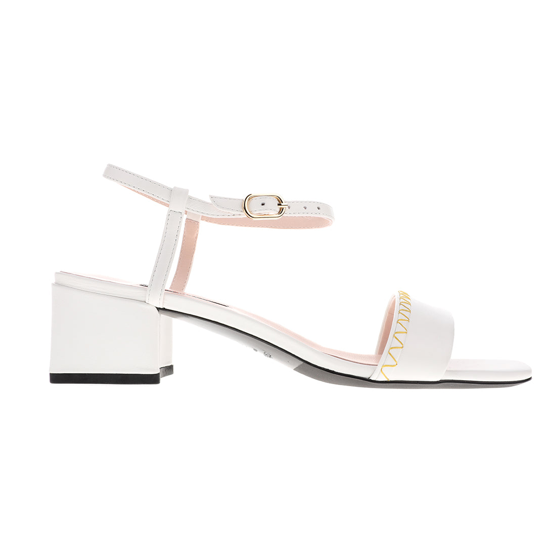 women white sheepskin heel |  White open toe sheepskin block heel Thick bottom heels