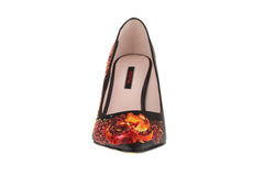 Women's red Silk Fabric heels | red silk leather Swarovski crystal stiletto toe heels