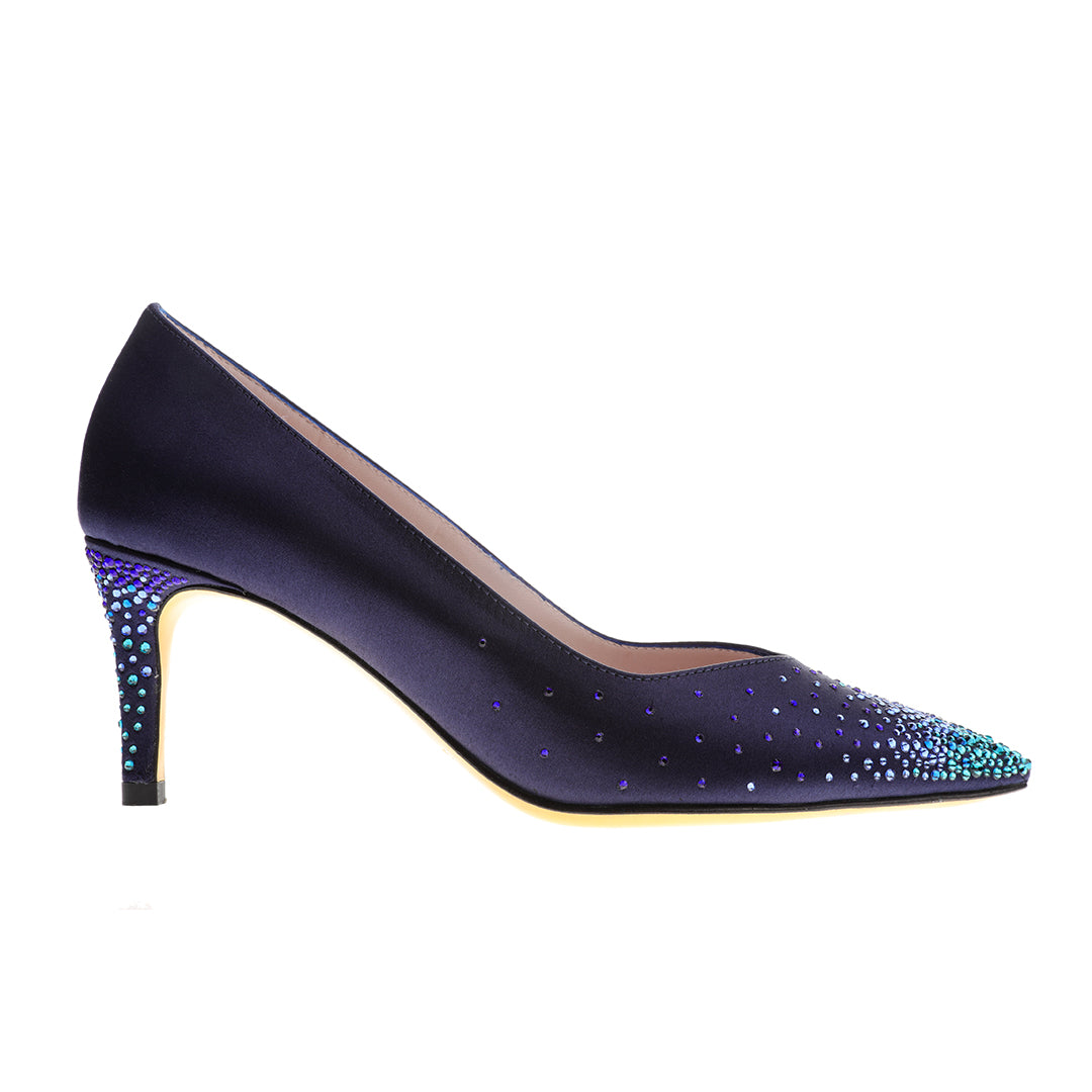 Women's  Purple  silk leather heels | Purple  silk leather with Swarovski crystal pointed  toe Heels