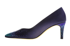 Women's  Purple  silk leather heels | Purple  silk leather with Swarovski crystal pointed  toe Heels