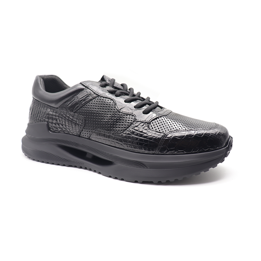 Black breathable crocodile sneaker Men's Shoes
