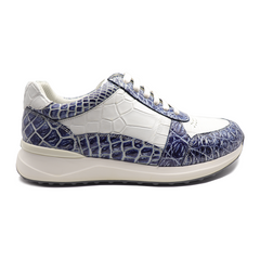 Blue and white crocodile sneaker  | Leather Casual Men's Shoes