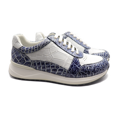 Blue and white crocodile sneaker  | Leather Casual Men's Shoes