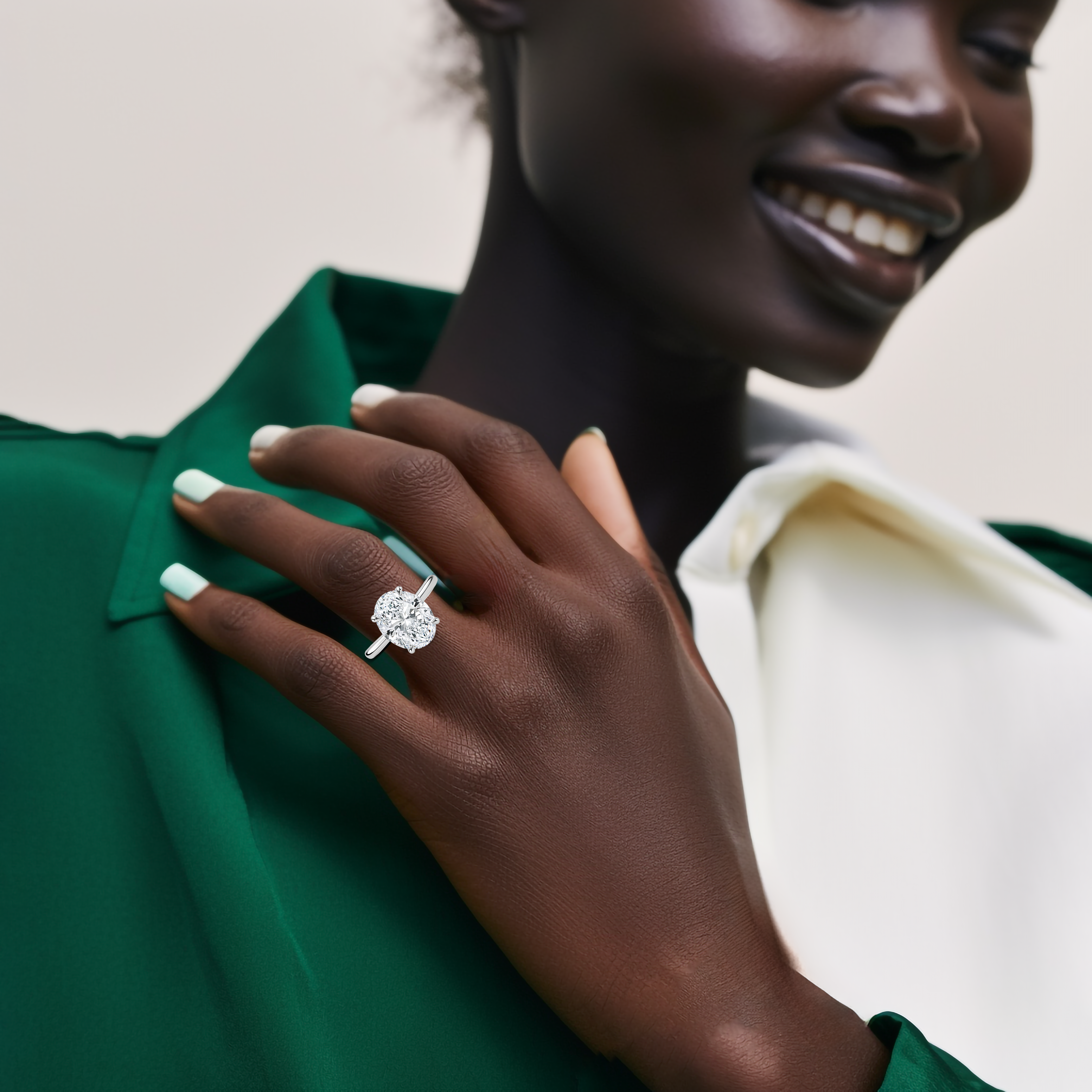 OVAL D VVS1 5.3-5.9 Carat Lab Grown Diamond Engagement Ring - VHNY 