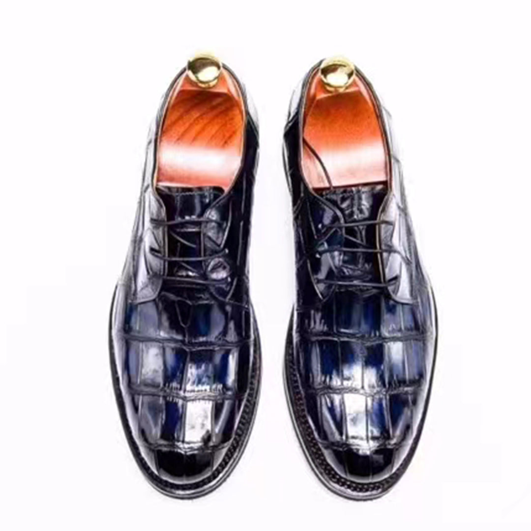 MEN'S BLUE EXOTIC ALLIGATOR OXFORDS