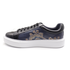 Blue  embroidered crocodile sneakers | Leather Low State Casual Men's Shoes