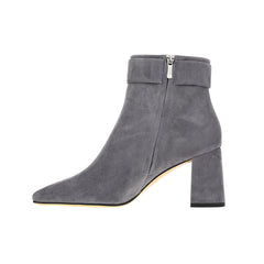 Women's pointed sheep reverse flee ankle boots