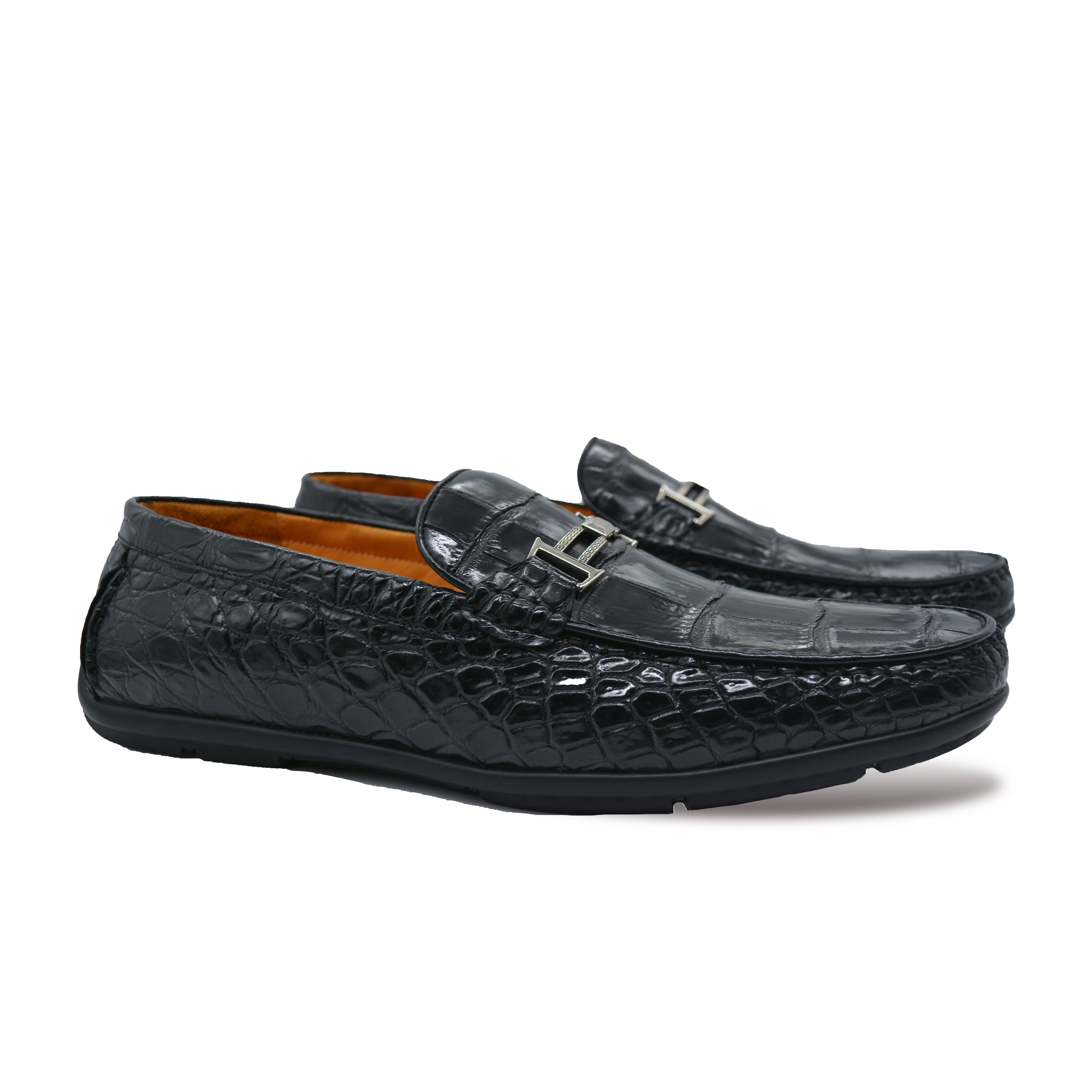 Men's Black Slip-on Shoes Genuine Leather Slip-on Casual Fashion Leather Shoes