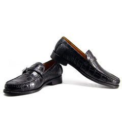 Mens Genuine Luxury Black Alligator slip Loafer