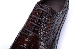 Men's brown alligator leather brogue Stitch lace-up business Shoes