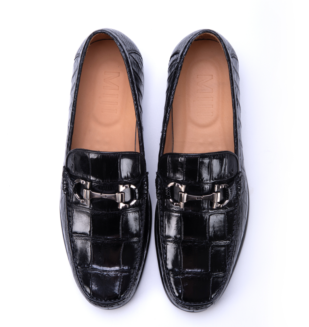 Black Chain Alligator Loafer