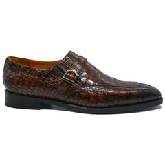 Brown Alligator Monk Strap Loafer