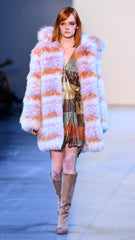 Lavender and Tangerine Striped Fox Fur Coat Crafted in Saga Furs