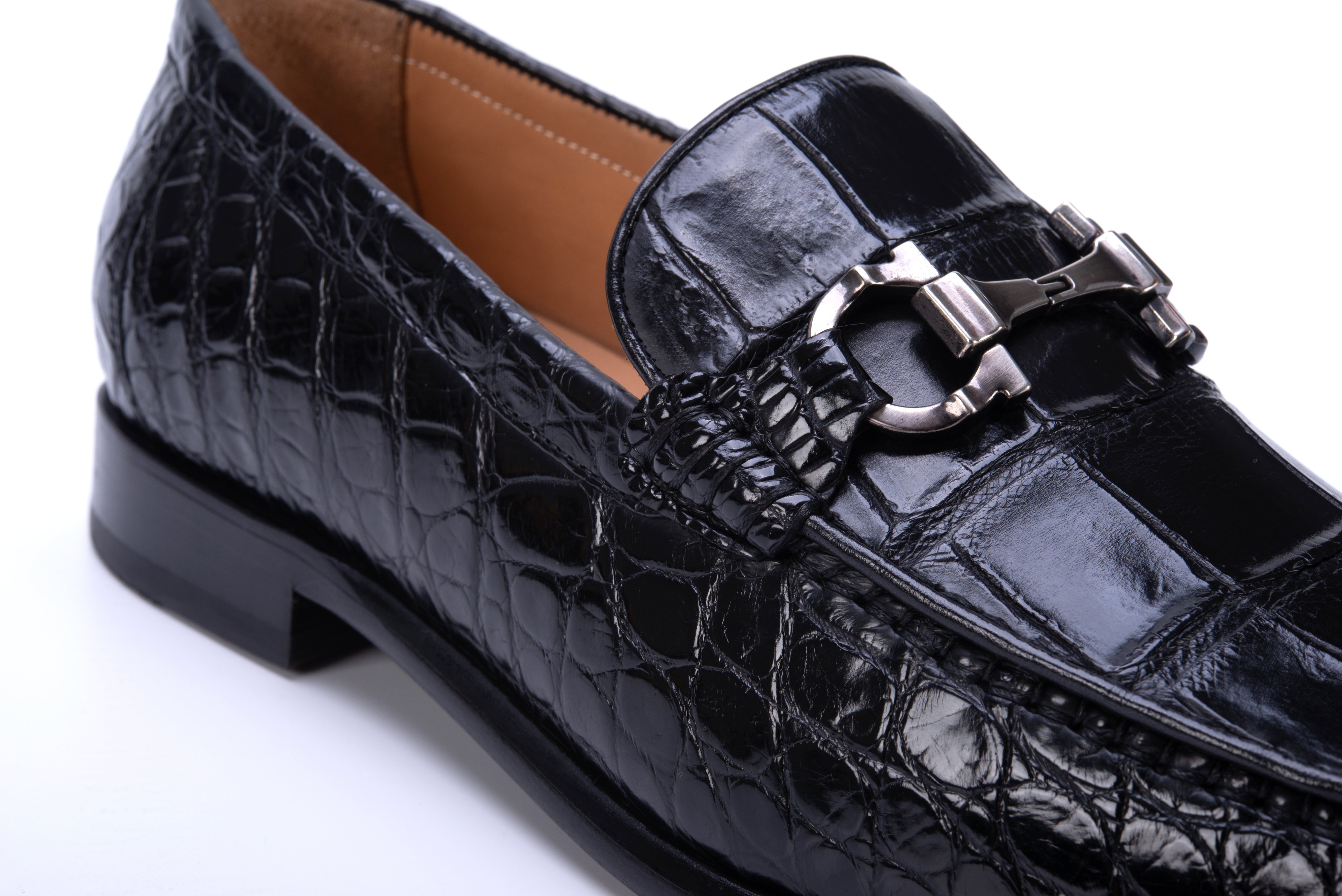 Black Chain Alligator Loafer