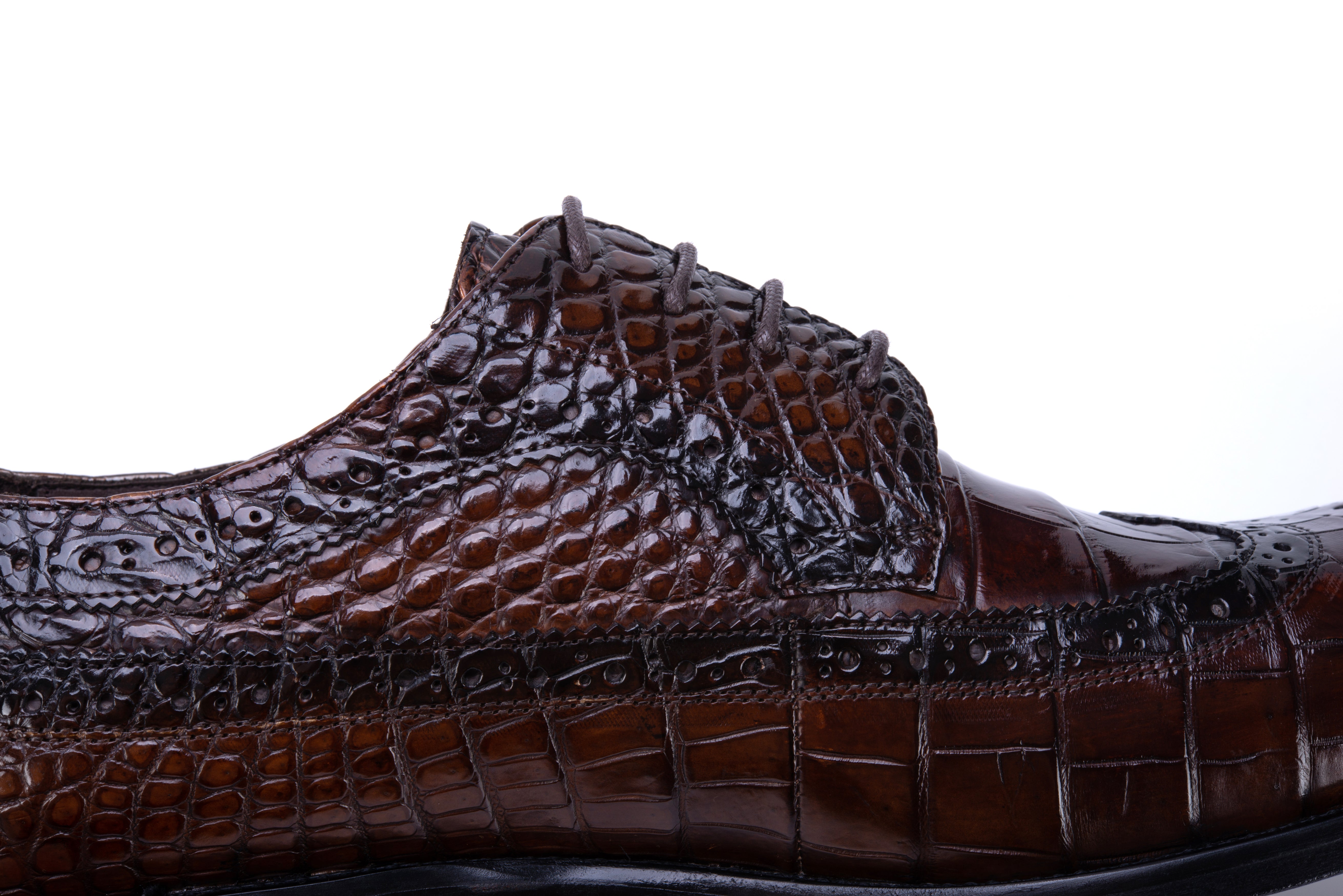 Men's brown alligator leather brogue Stitch lace-up business Shoes