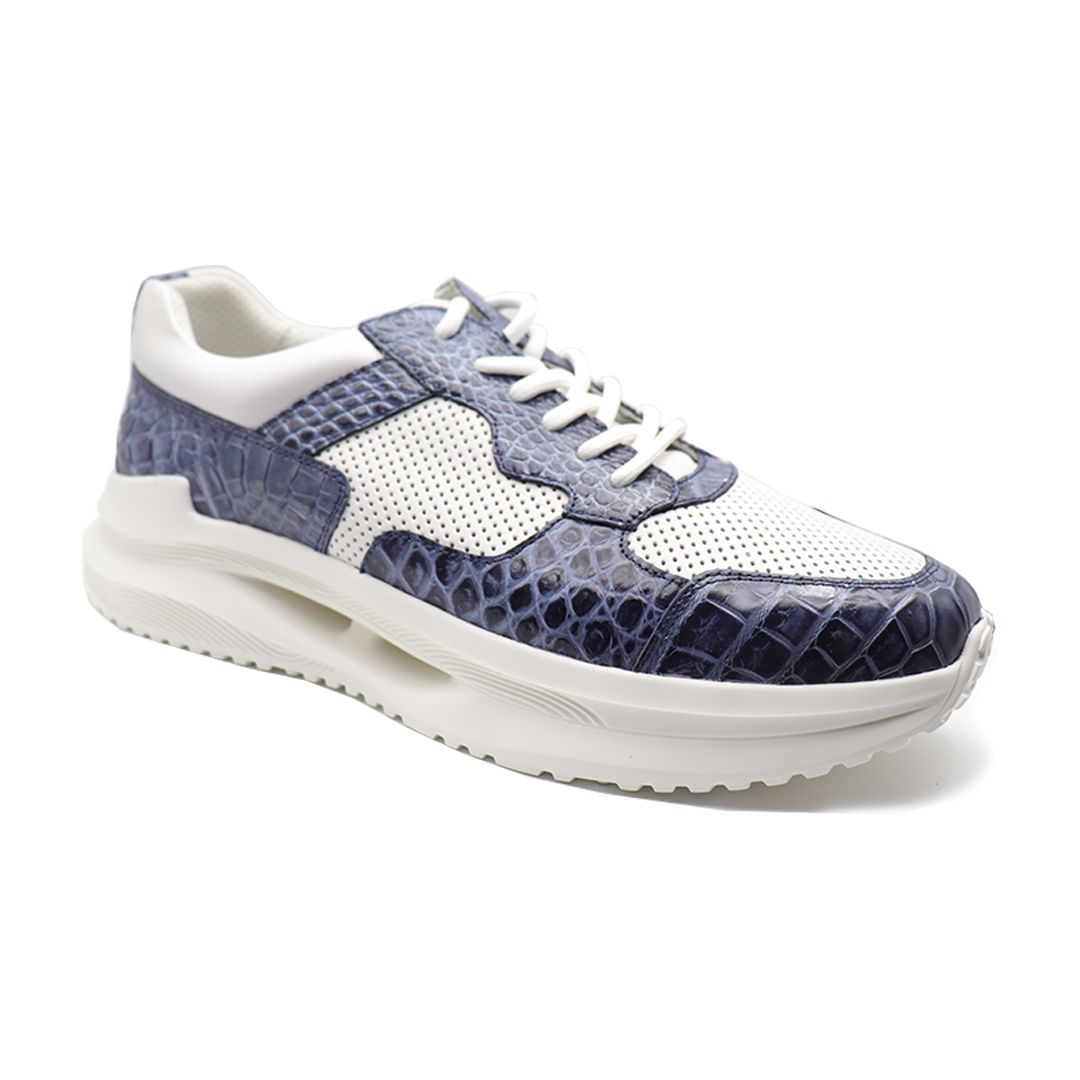 Blue and white breathable crocodile sneaker Men's Shoes