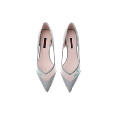 women blue sheepskin shoes |  Sigrid women blue Leather Gauze  thin heel pump
