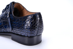 MEN'S BLUE ALLIGATOR SHOES -  WONDER BLUE EXOTIC ALLIGATOR BODY OXFORDS