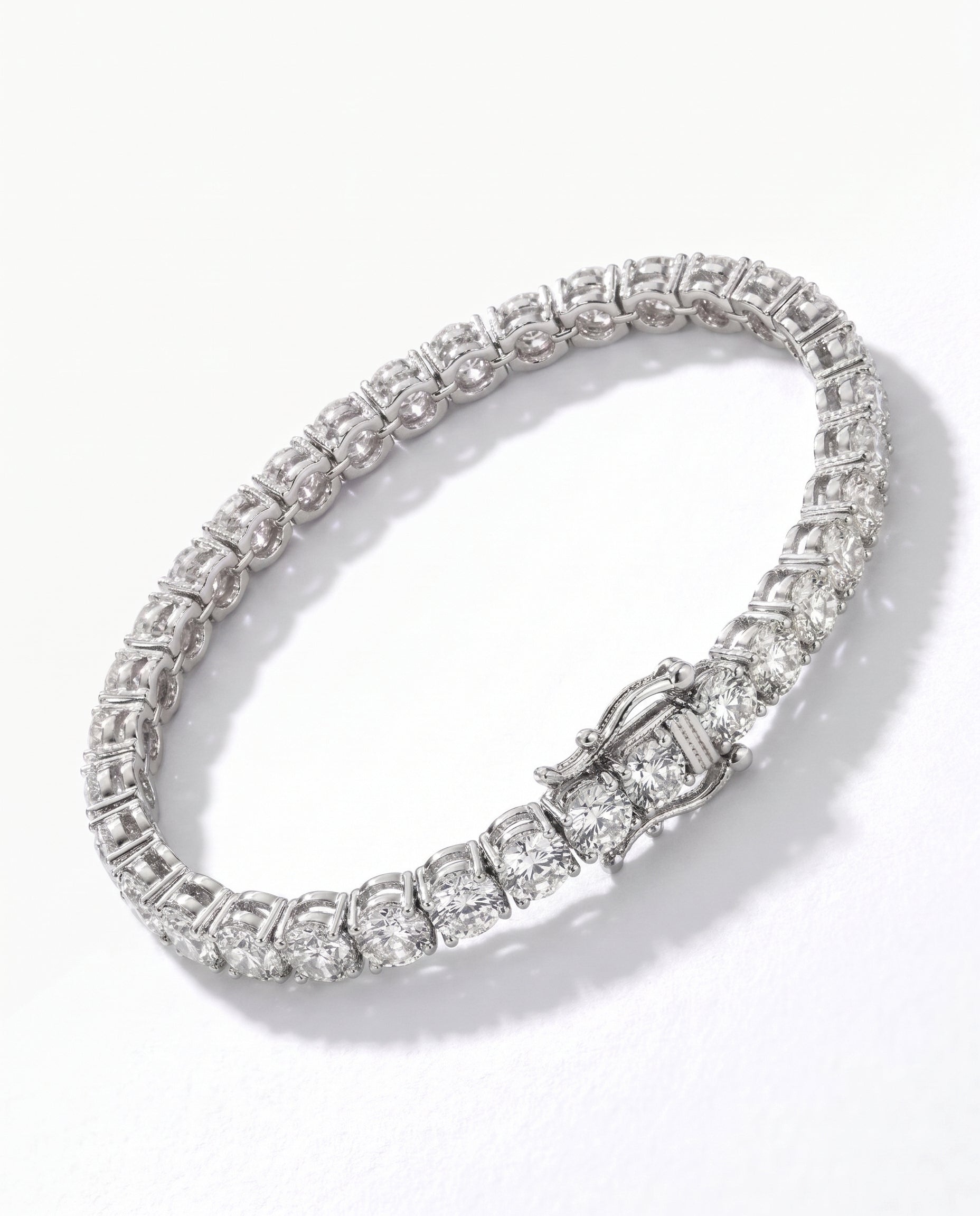 ROUND D-E VVS 5.2/11.1 tcw Lab Grown Diamond Tennis Bracelet in 14K White Gold