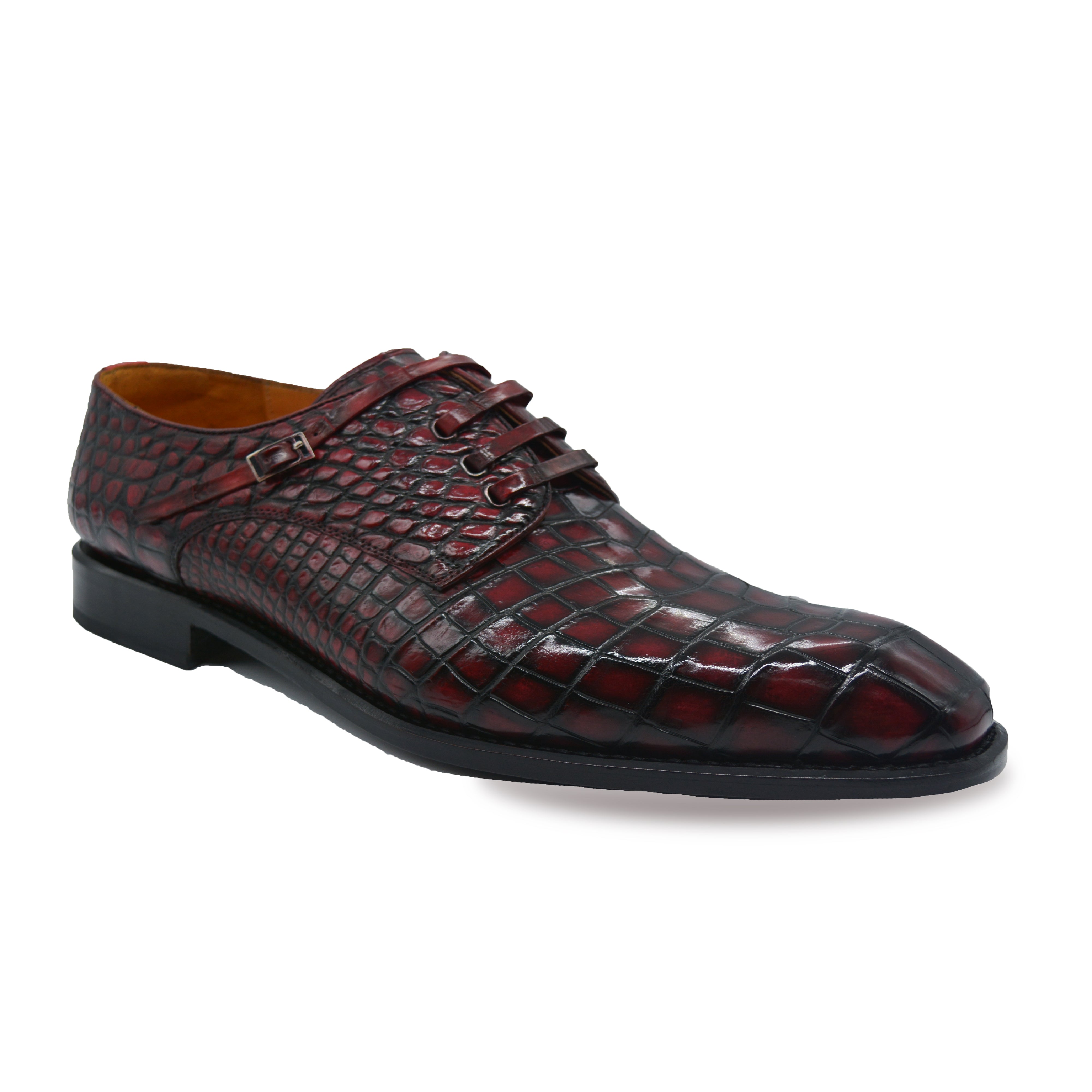 Mario Valentino Men’s Alligator Skin Oxfords Marco Di Milano Authentic Alligator Navy Blue Designer  main image 2