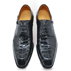 MEN'S BLACK ALLIGATOR SHOES - WONDER BLACK Exotic ALLIGATOR BODY OXFORDS Shoes