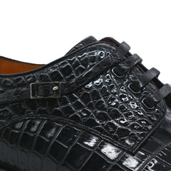 MEN'S BLACK ALLIGATOR SHOES - WONDER BLACK Exotic ALLIGATOR BODY OXFORDS Shoes