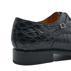 MEN'S BLACK ALLIGATOR SHOES - WONDER BLACK Exotic ALLIGATOR BODY OXFORDS Shoes
