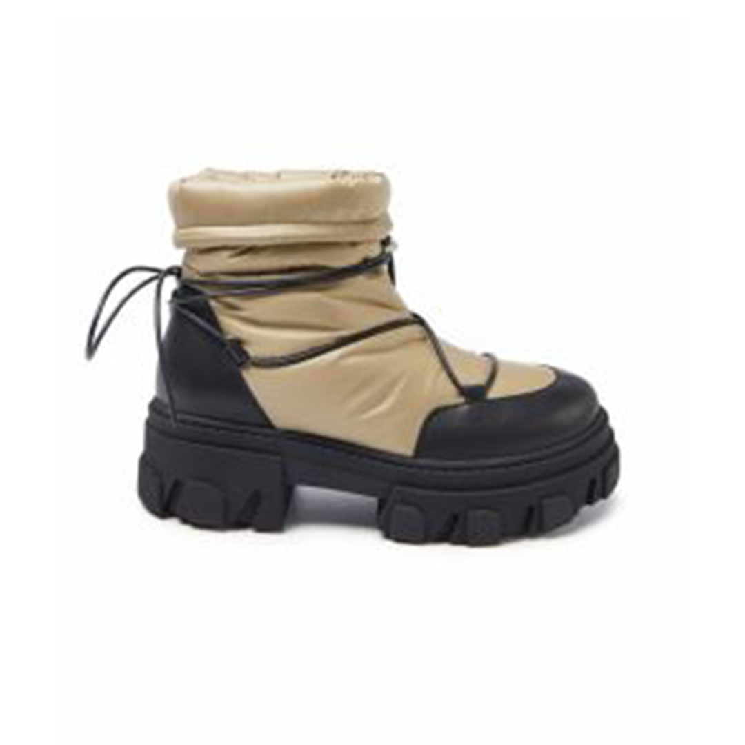 Women's brown buckskin platform ankle boots with strap