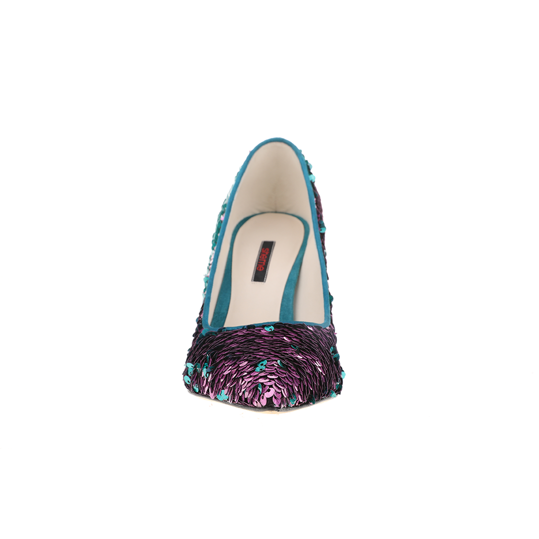 women Dichroic blue and purple pointy heels