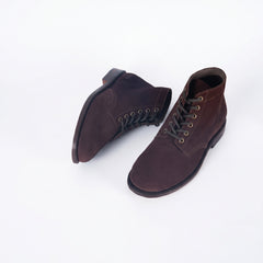 Men's Dark Brown Suede Lace-Up Ankle Boots | Plain Toe