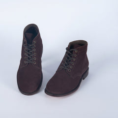 Men's Dark Brown Suede Lace-Up Ankle Boots | Plain Toe
