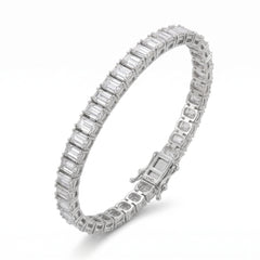 Emerald Cut D-E VVS 14.7 tcw Diamond Tennis Bracelet in 14K White Gold