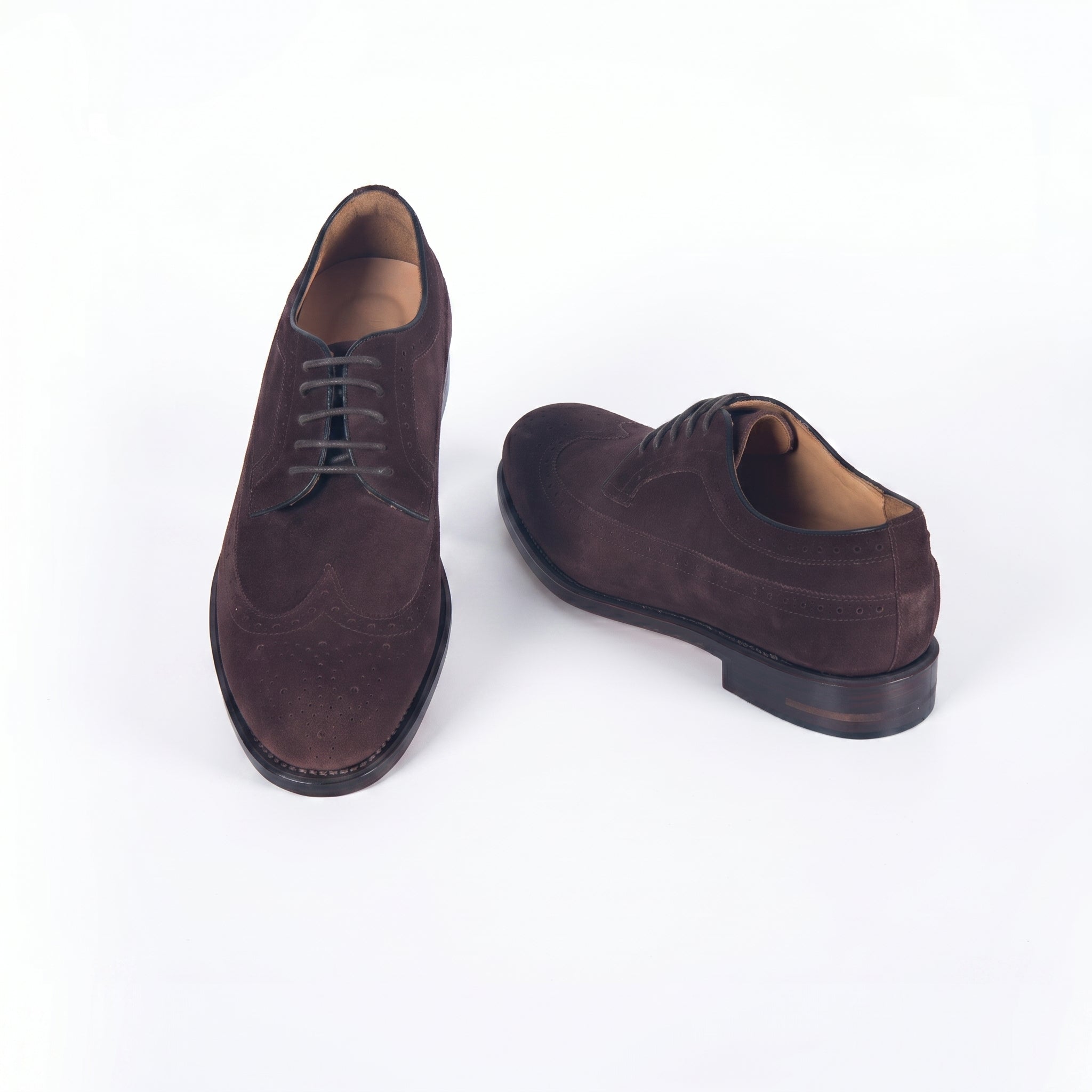 Men's Chocolate Brown Suede Penny Loafers | Contrast Leather Strap & Stitching